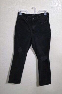 Banana Republic Womens Jeans Black Size 26 High Rise Straight Distressed Denim